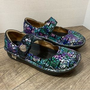 Alegria Paloma hibiscus floral metallic pal-146 mary jane 38